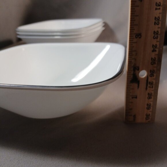 Corelle Corning Simple Lines 4 Square Bowls Vitrelle Glass Made in USA - Picture 10 of 10